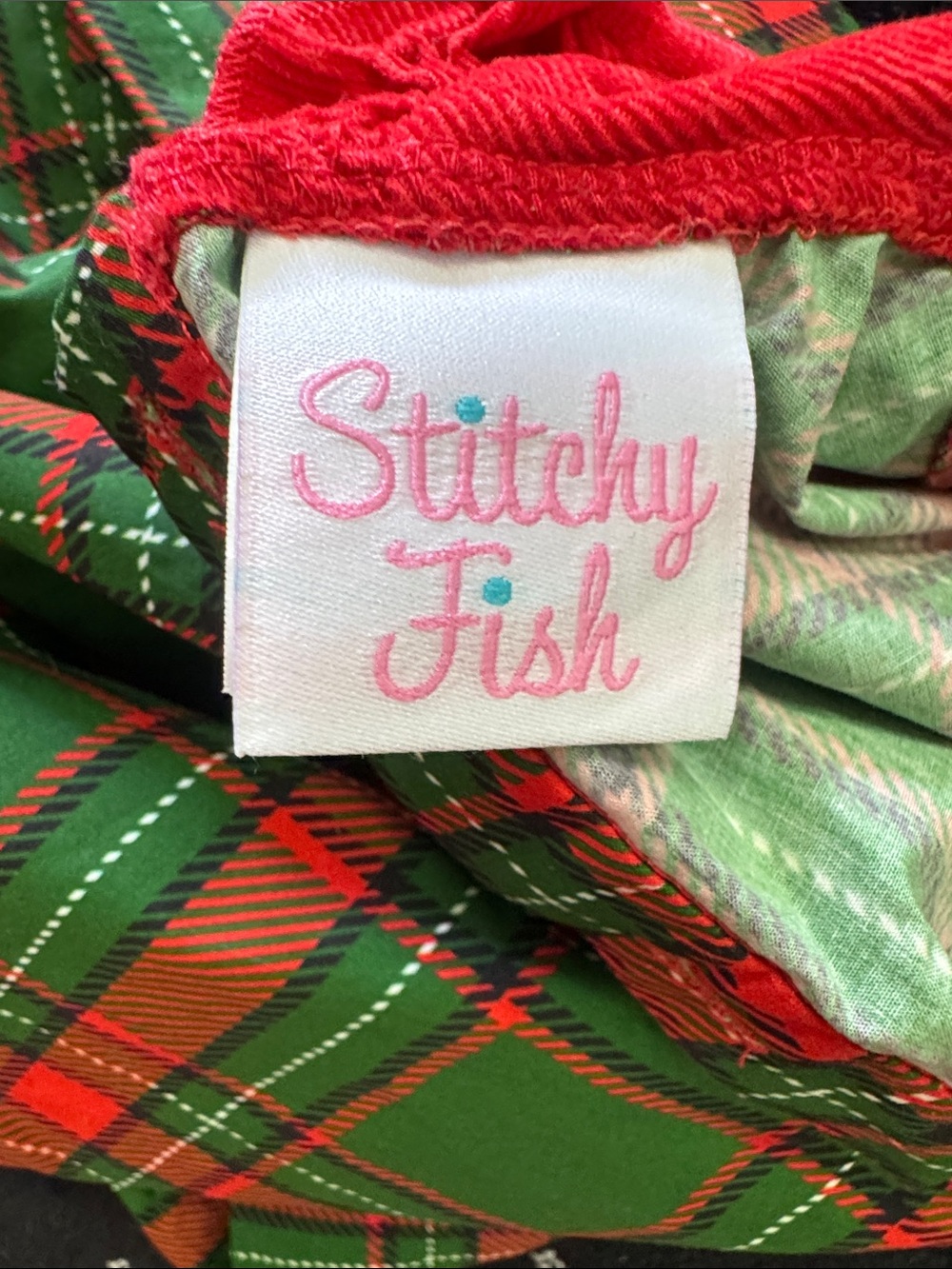 Holiday Plaid Green and Red Long-Sleeve Kids Dress - Picture 5 of 6